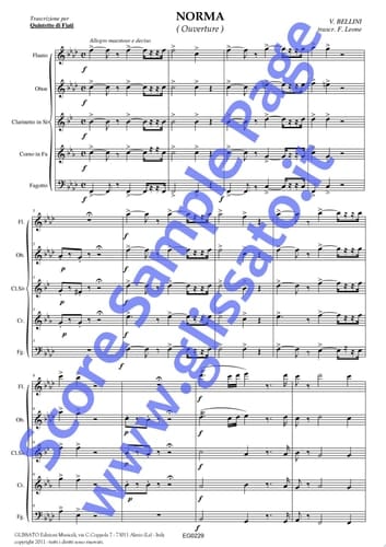 Oboe part of "Norma" for Woodwind Quintet Overture