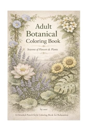 Adult Botanical Coloring Book: Seasons of Flowers & Plants (Japanese Edition)