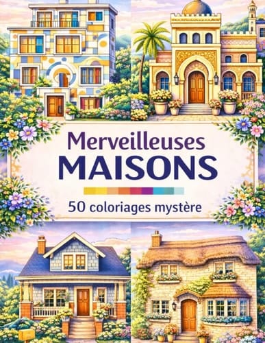 Merveilleuses Maisons: 50 coloriages mystères relaxants de maisons du monde entier (French Edition)