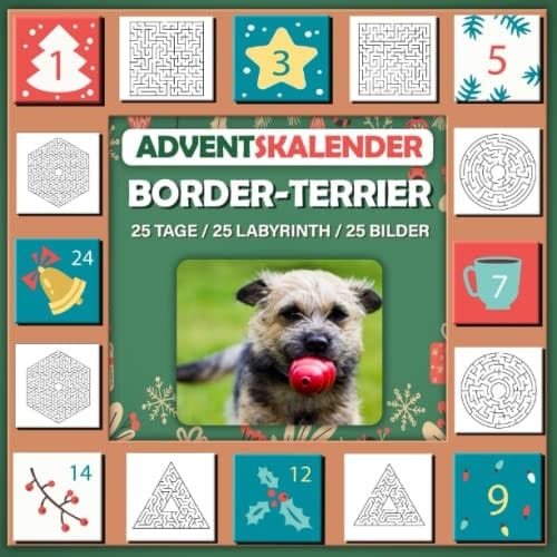 Labyrinth Adventskalender 2023 Buch: Mit Bild von Border-Terrier, schönes Geschenk für Kinder Border-Terrier lieben 25 Tage / 25 Labyrinth / 25 Bilder (German Edition)