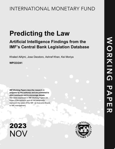 Predicting the Law: Artificial Intelligence Findings from the IMF’s Central Bank Legislation Database