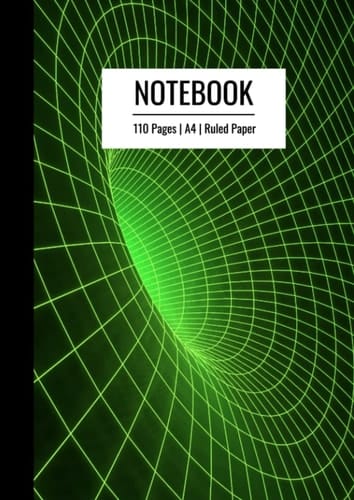 Lined A4 Size Sci-Fi Notebook - Composition Notepad - Geometric Grid Cover - Black Hole Science Fiction College Ruled Jotter Pad: Lined A4 Sci-Fi ... Hole Science Fiction College Ruled Jotter Pad