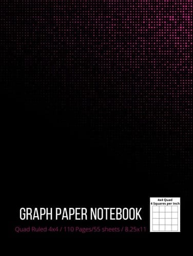 Graph Paper Composition Notebook: Grid Paper, Quad Ruled 4x4 (4 squares per inch), 110 Pages, 8.25x11 (Hardcover) – black & pink cover