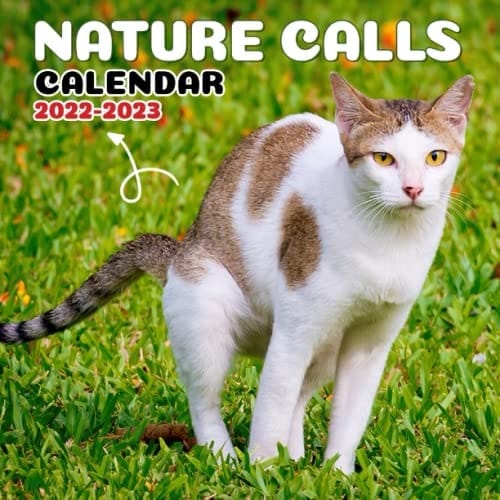Nature Calls Calendar 2022-2023: Pooping Cats Mini Monthly Planner | 21 Months from April 2022 to December 2023 | Funny Pooping Cats calendar Gag Gift For birthday, Christmas, New year white