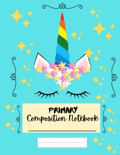 Light Blue Unicorn Primary Composition Notebook  :: Grades K-2 |Handwriting Practice Paper | Dotted Lines | 100 Pages | 8.5x11 | Unicorn Cover