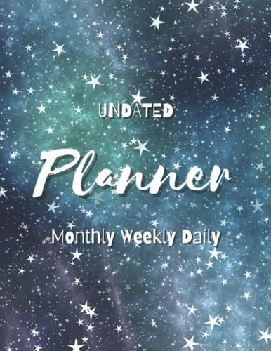 Undated Planner: Blue Sky Themed Cover , Monthly Weekly & Daily Journal , Organizer , To Do & Task List , Christmas Gift Ideas For Women . Paperback