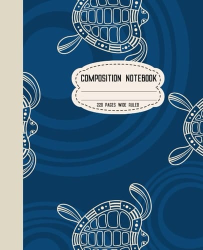 Australian Aboriginal Art Blue Turtles Composition Notebook: Extra Thick 220 pages Lined Paper Creative Writing Diary Story Journal