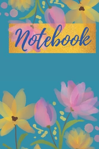 Teal blue green flower, sewing, knitting, gardening hobbyist, high school/college student notebook journal