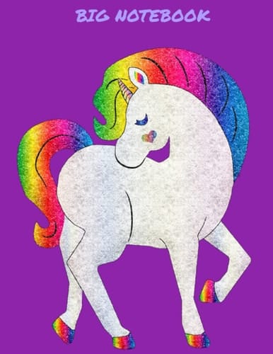 BIG NOTEBOOK - Big Purple Notebook With Unicorn Cover - Extra Large 8.5 x 11, 590 College ruled lined pages - Giant Notebook Paperback