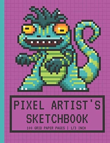 Pixel Artist's Sketchbook: Pixel Art Graph paper | Drawing Blank Notebook | 1/3 Squares Grid Paper Note | Lizard Monster | Gift For Pixel Artist, Boys & Girls Gamers, Game Developers