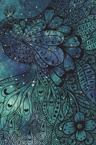 Peacock Notebook | Notebook with Indian design | 6 x 9 inches | Journal | Peacock design | Notebook | Traditional theme | 150 pages | Indian Treasures ... | Includes 4 colouring pages | Indian design