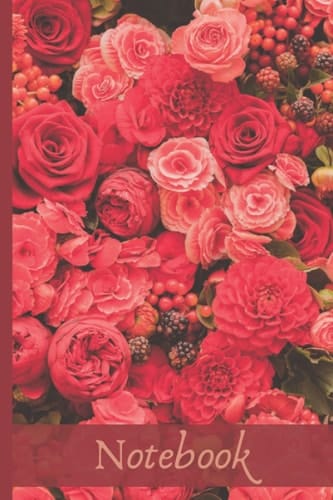 Pink Floral Notebook: Wide-lined, 120 page notebook with year and month at a glance pages and positive quote
