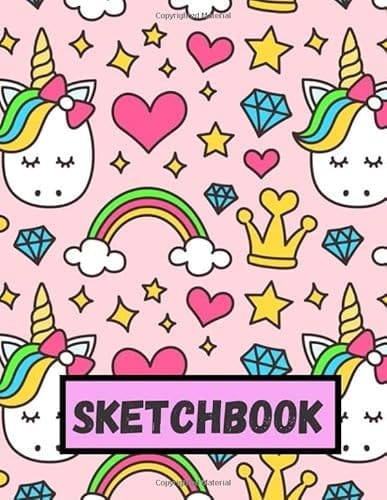 Sketchbook: Journal and Notebook for Girls, Cute Unicorn Kawaii Sketchbook for Girls, Blank Paper Sketch Book for Drawing Practice, Perfect for ... and Notes, 100 Pages 8.5"x11" inches