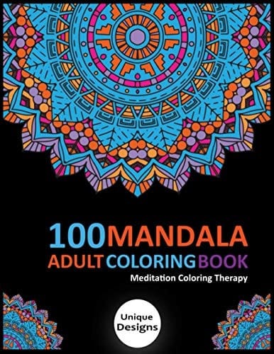 100 Mandala Adult Coloring Book Meditation Therapy Coloring Book