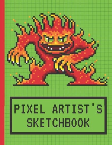 Pixel Artist's Sketchbook: PiPixel Art Graph paper | Drawing Blank Notebook | 1/8 Squares Grid Paper Note | Fire Monster | Gift For Pixel Artist, Boys & Girls Gamers, Game Developers