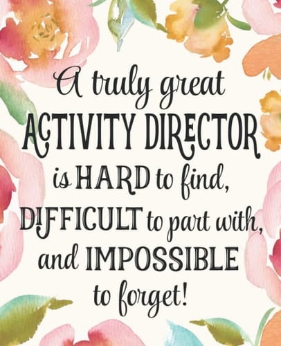 Activity Director Gift: An Appreciation Thank You, Retirement, or Going Away Present for Women Friends, Family or Coworkers