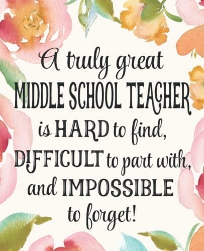 Middle School Teacher Gift: An Appreciation Thank You, Retirement, or Going Away Present for Women Friends, Family or Coworkers