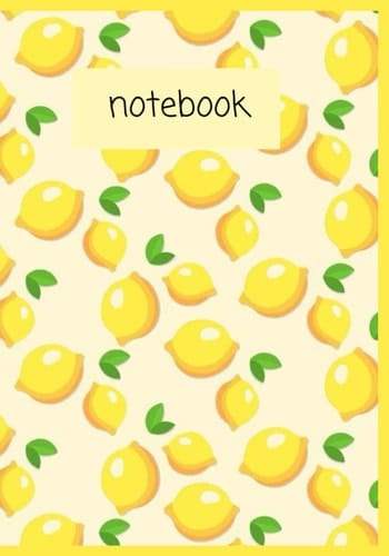 Lemon-Themed Notebook, 7"x10" 120 pages, school, work, office, diary