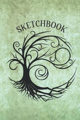 Tree of Life Sketchbook 6x9 Inch,150 Blank Cream Pages for Drawing, Sketching and Doodling (Green)