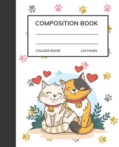 Cat Composition Notebook Wide Ruled: Cute couple Kawaii Pineapple Cat Composition Notebook Wide Ruled, Cat Composition Book, 110 7.5x9.25 Wide Ruled ... with cat, Composition Notebook cat cute