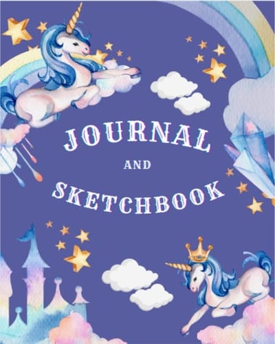 Unicorn Journal and Sketchbook: ournal and Notebook for Girls - Composition Size (8"x10") With Lined and Blank Pages, Perfect for Journal, Doodling, Sketching and Notes