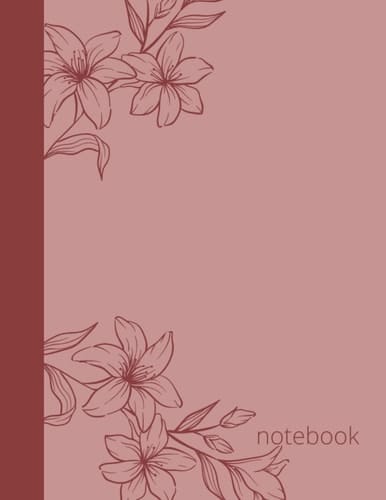 8.5 x 11 blank notebook - coral pink notebook with flowers- 75 lined pages: Coral pink floral notebook with 75 lined pages