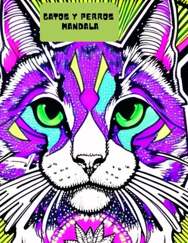 Libro Para Colorear Para Adultos Con Patrones De Animales y Mandalas-Perros y gatos- Mandalas para colorear y relajarse- 25 ilustraciones. (Spanish Edition)