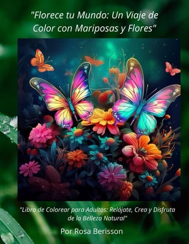 "Florece tu Mundo: Un Viaje de Color con Mariposas y Flores": "Libro de Colorear para Adultos: Relájate, Crea y Disfruta de la Belleza Natural" (Spanish Edition)