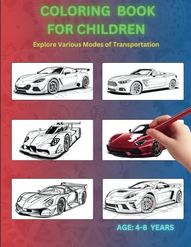 Vehicles Coloring Book for Children 4-8: Large Print size with 40 Quality Images