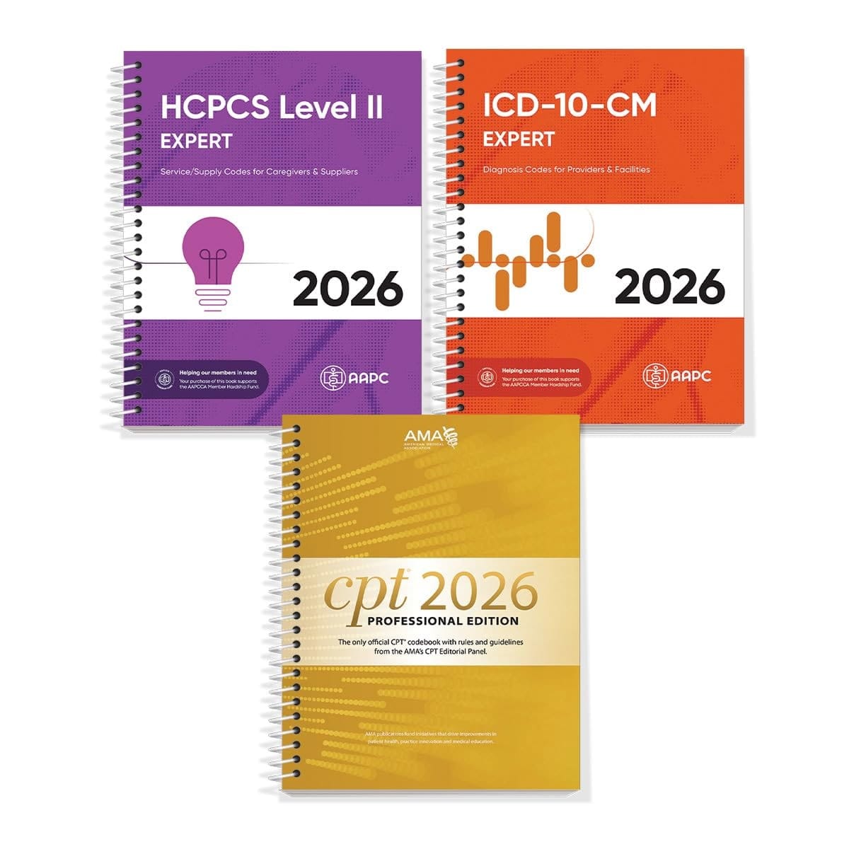 AMA CPT Book, ICD-10 Code Book, HCPCS Book - 2026 Physician Bundle by AAPC