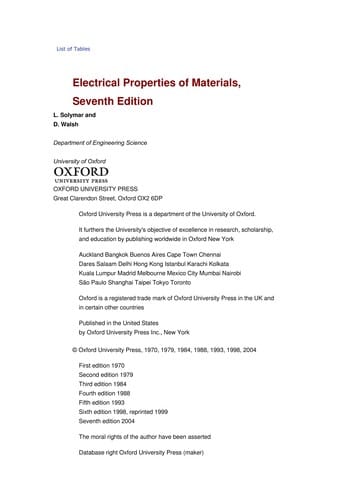 ELECTRICAL PROPERTIES OF MATERIALS