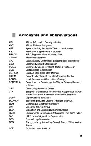 Information and Communication Technologies for Development in Africa