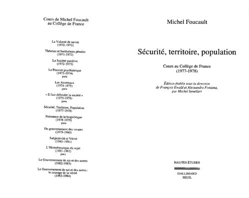 Sécurité, territoire, population