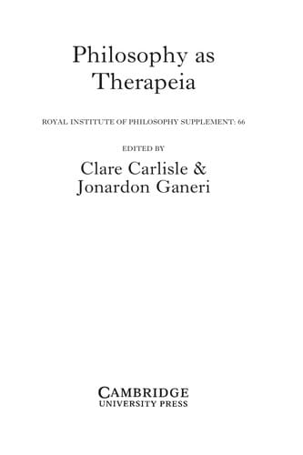 Philosophy as therapeia