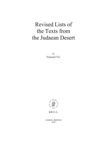 Revised lists of the texts from the Judaean desert