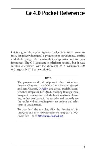 C# 4. 0 Pocket Reference