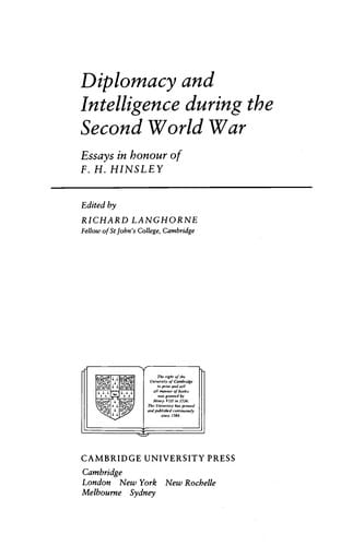 Diplomacy and intelligence during the Second World War
