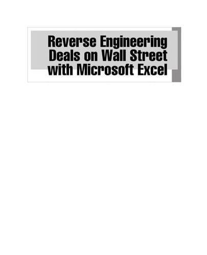 Reverse engineering deals on Wall Street with Microsoft Excel + CD