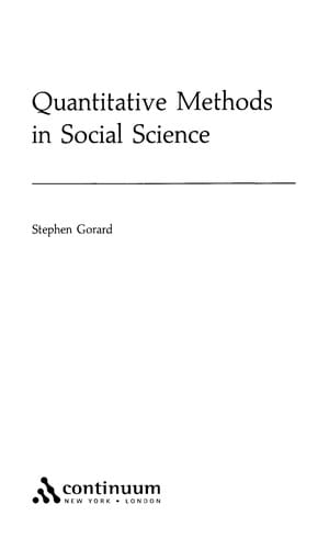 QUANTITATIVE METHODS IN SOCIAL SCIENCE