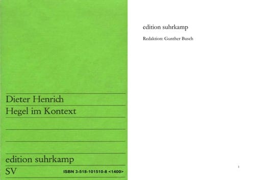 Hegel im Kontext