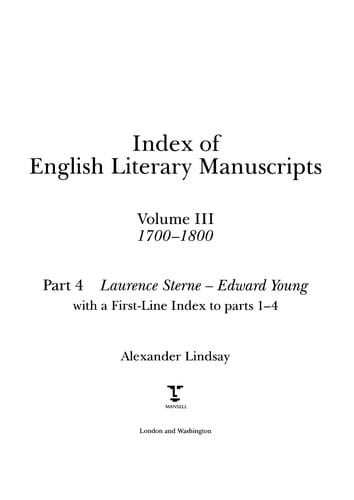Index of English literary manuscripts
