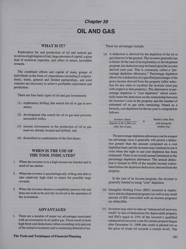 The Tools and techniques of financial planning