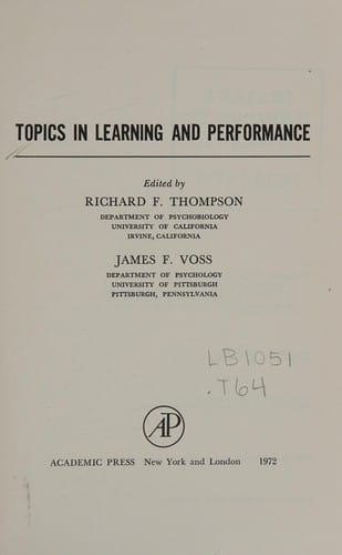 Topics in Learning and Performance
