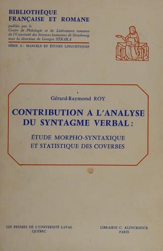 Contribution à l'analyse du syntagme verbal