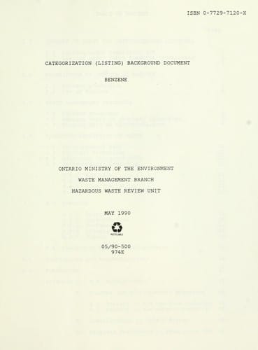 Categorization (listing) background document