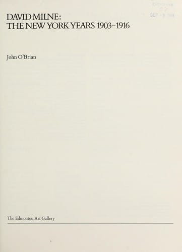 David Milne, the New York years, 1903-1916