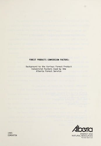 Forest products conversion factors