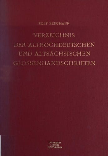 Verzeichnis der althochdeutschen und altsächsischen Glossenhandschriften