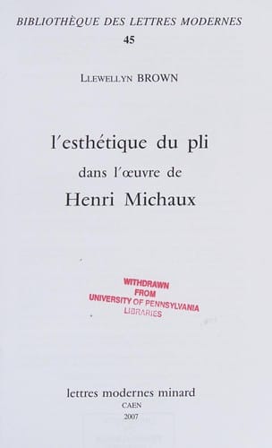 L'esthétique du pli dans l'œuvre de Henri Michaux