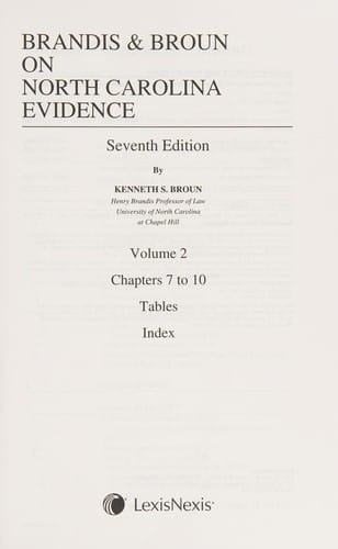 Brandis & Broun on North Carolina evidence